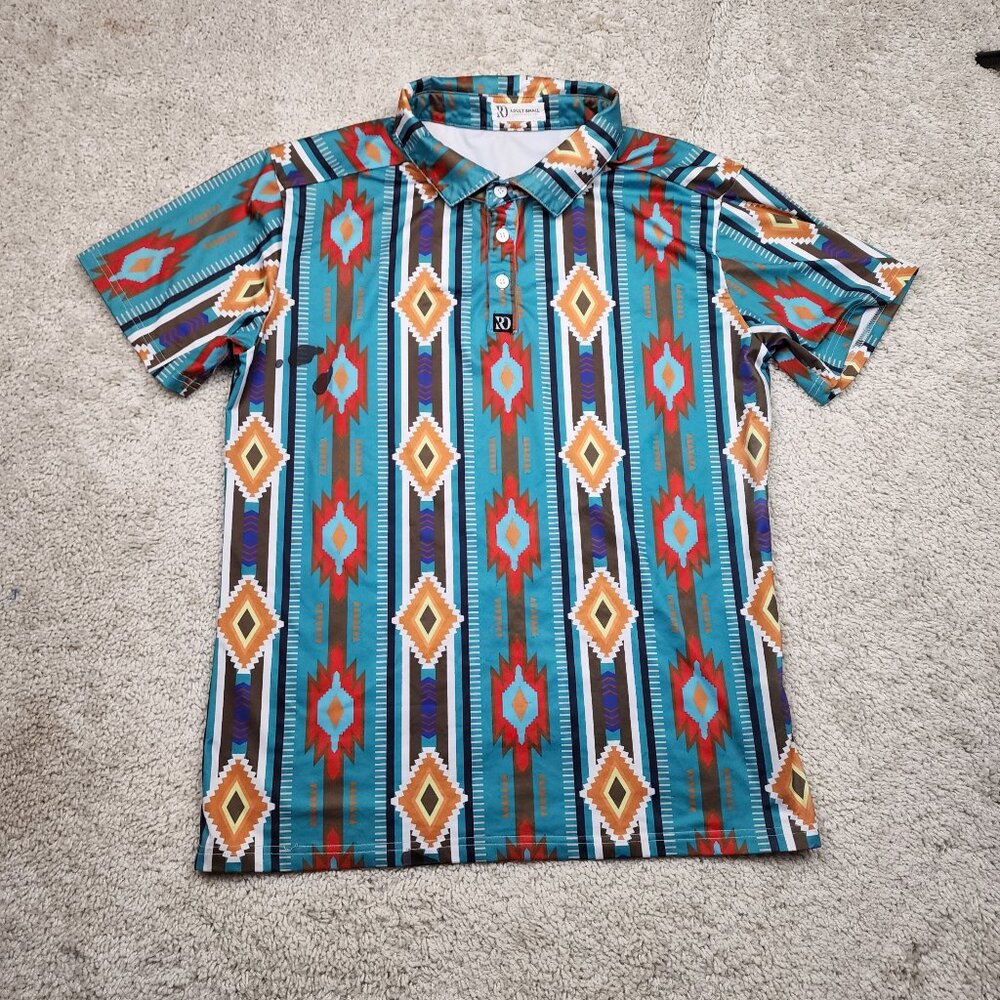 Ranch Dressn RanchDressn Mens Aztec Western Rodeo Polo Golf Performance Small S